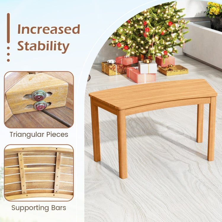 Outdoor Curved Acacia Wood Bench Set of 2/3/4 for Front Porch-3
