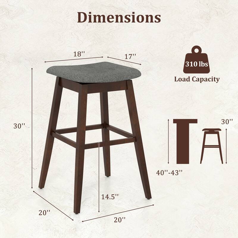Gymax Set of 2 Swivel Bar Stools 30'' Bar Chairs w/ Padded Contoured
