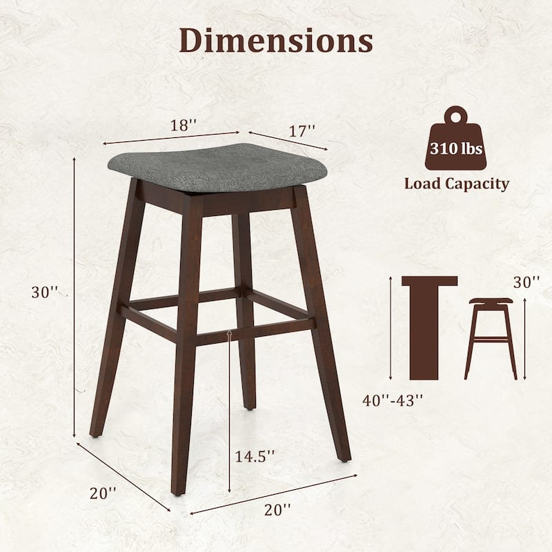 Gymax Set of 4 Swivel Bar Stools 30'' Bar Chairs w/ Padded Contoured