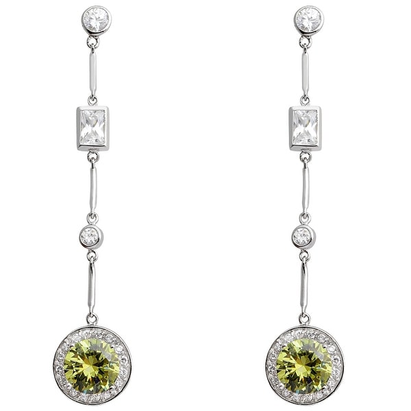 Cubic Zirconia Sterling Silver Round Dangle Earrings by Orchid Jewelry. Opens flyout.