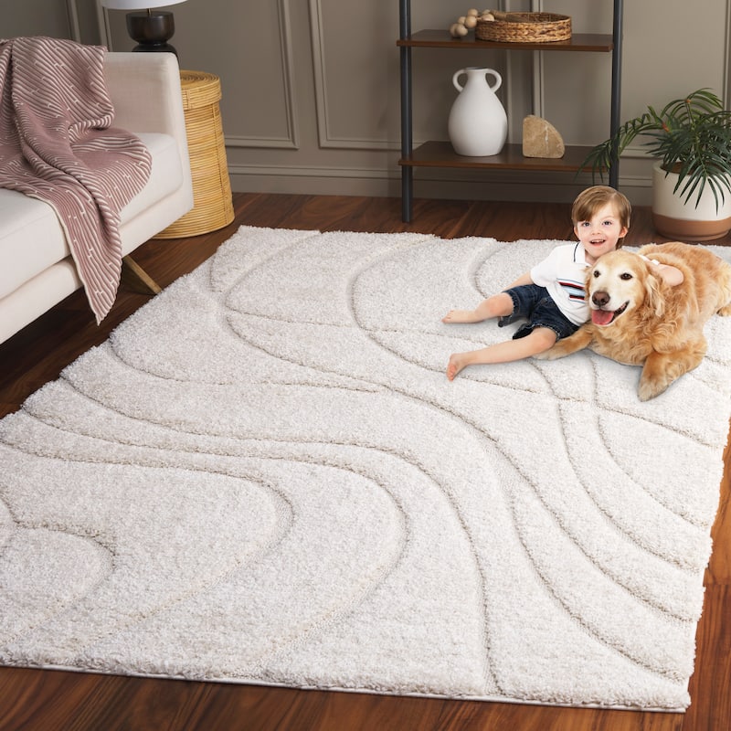 SAFAVIEH Florida Shag Staka Abstract Waves 1.2-inch Area Rug