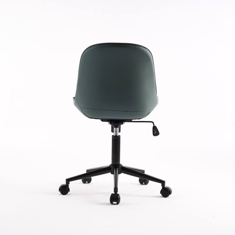 Armless Swivel Office Chair, Faux Leather Task Chairs with Wheels