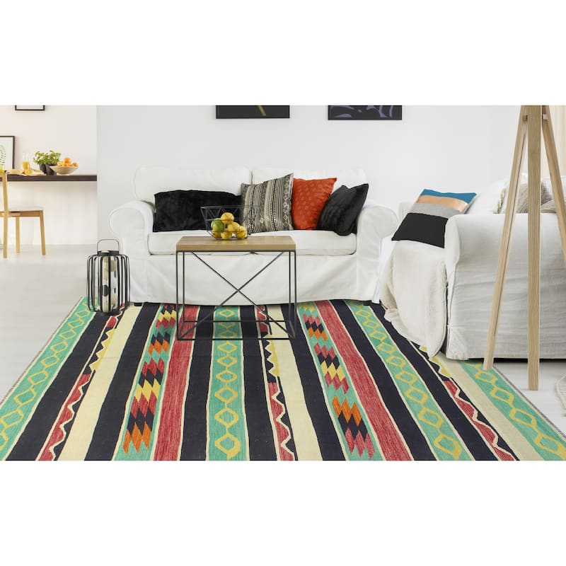 Flatweave Raedpath Black/Ivory Rug - 5'8" x 8'3"