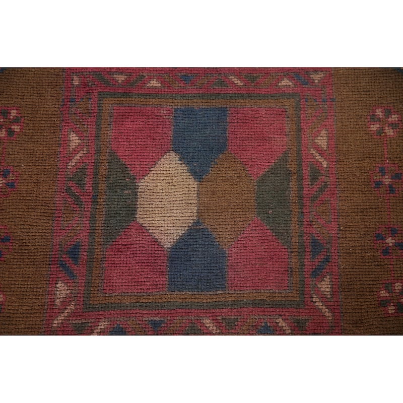 Ardebil Persian Vintage Runner Rug Handmade Wool Carpet - 3'7" x 13'4"