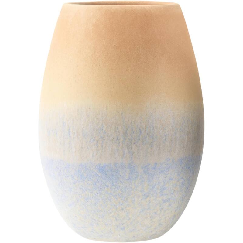 Aria Home Large Oblong Ombre Ceramic Vase Coastal Centerpiece Decor - Brown