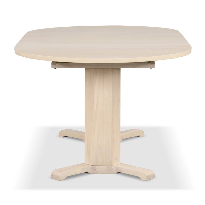 Furniture of America Zailen Mid-Century Modern 5-Piece White Oak Wood Extendable Dining Table Set