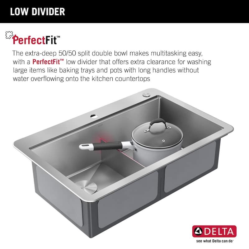 Delta 95A9032-T33D Lorelai 33” Workstation Kitchen Sink Top Mount