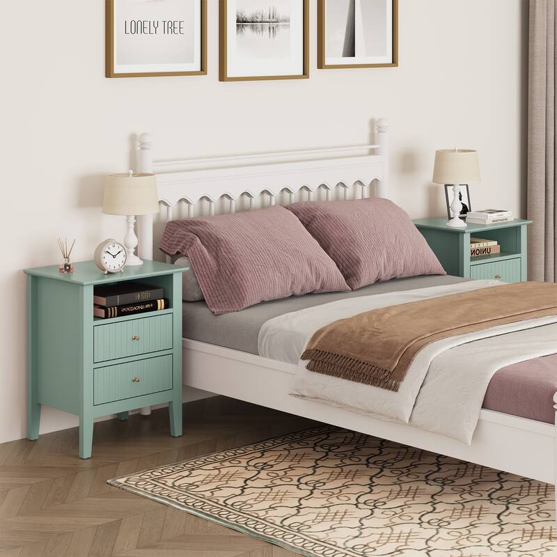 Nightstand with 2 Drawers, Set of 2