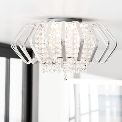 SAFAVIEH Janis Flush Mount - 17.2" x 17.2" x 8.9" - Silver/Chrome - 17Wx17Dx9H