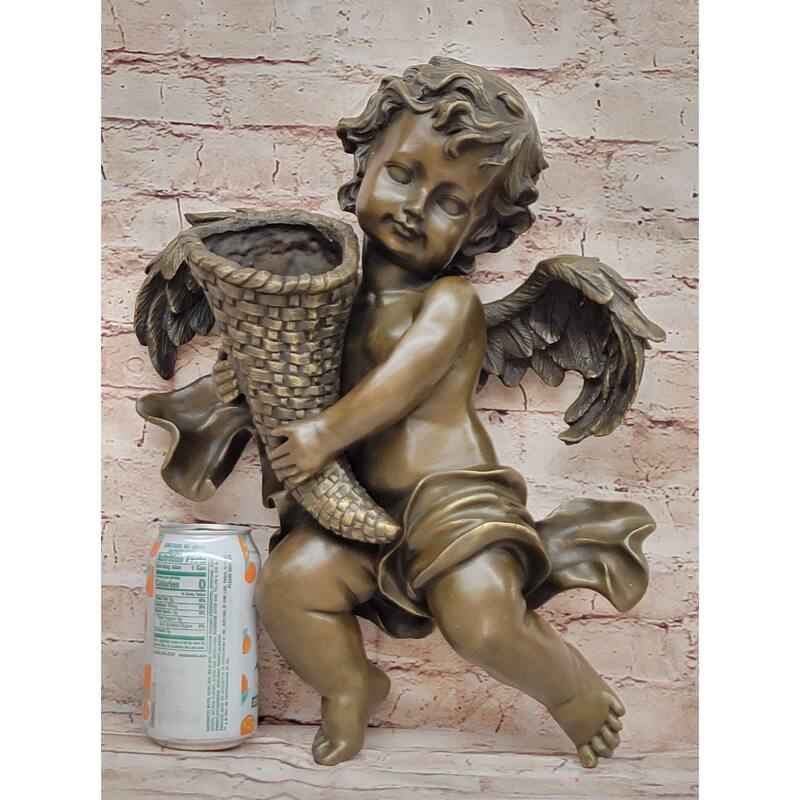 Hand Made A.Moreau Baby Boy Angel Putti Wall Mount Bronze Sculpture