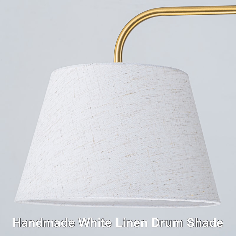 Starsky 3-Light Modern White Linear Drum Fabric Kitchen Island Light