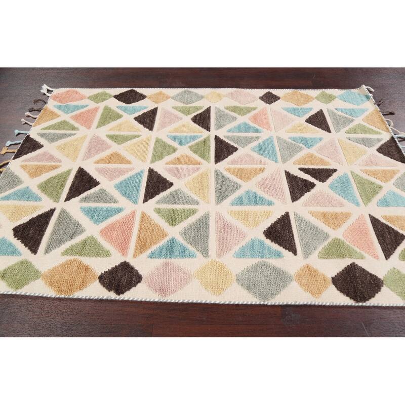 Contemporary Moroccan Oriental Area Rug Wool Handmade Carpet - 4'7" x 6'6"