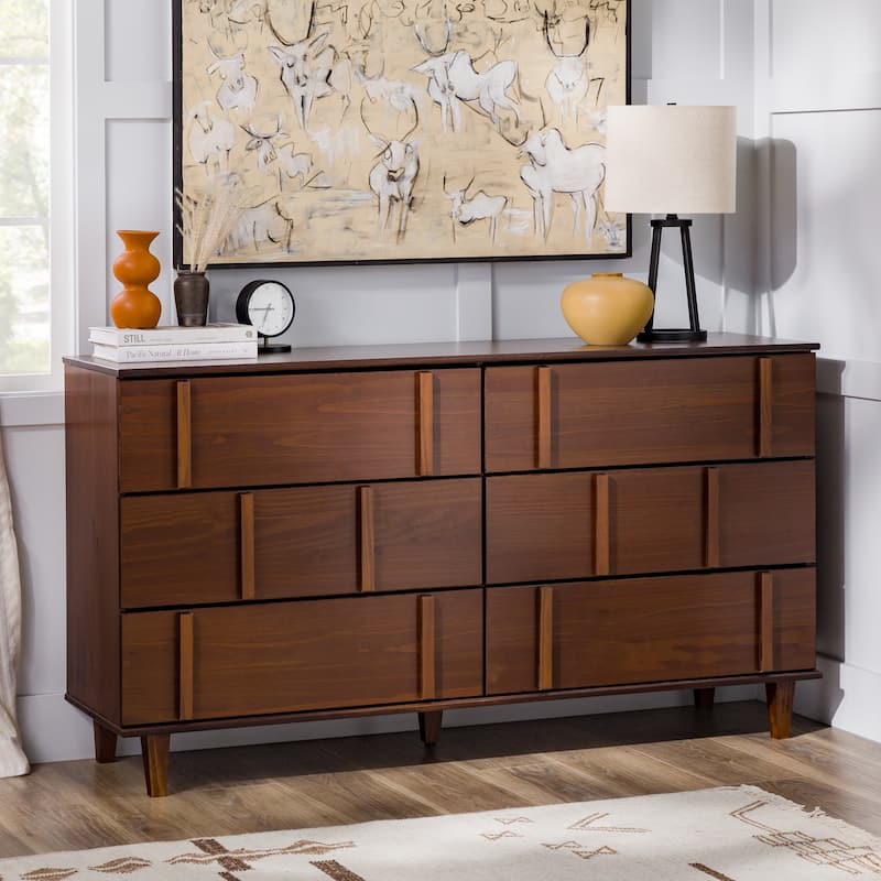 Middlebrook Mid-Century Modern Detailed Solid Wood Dresser