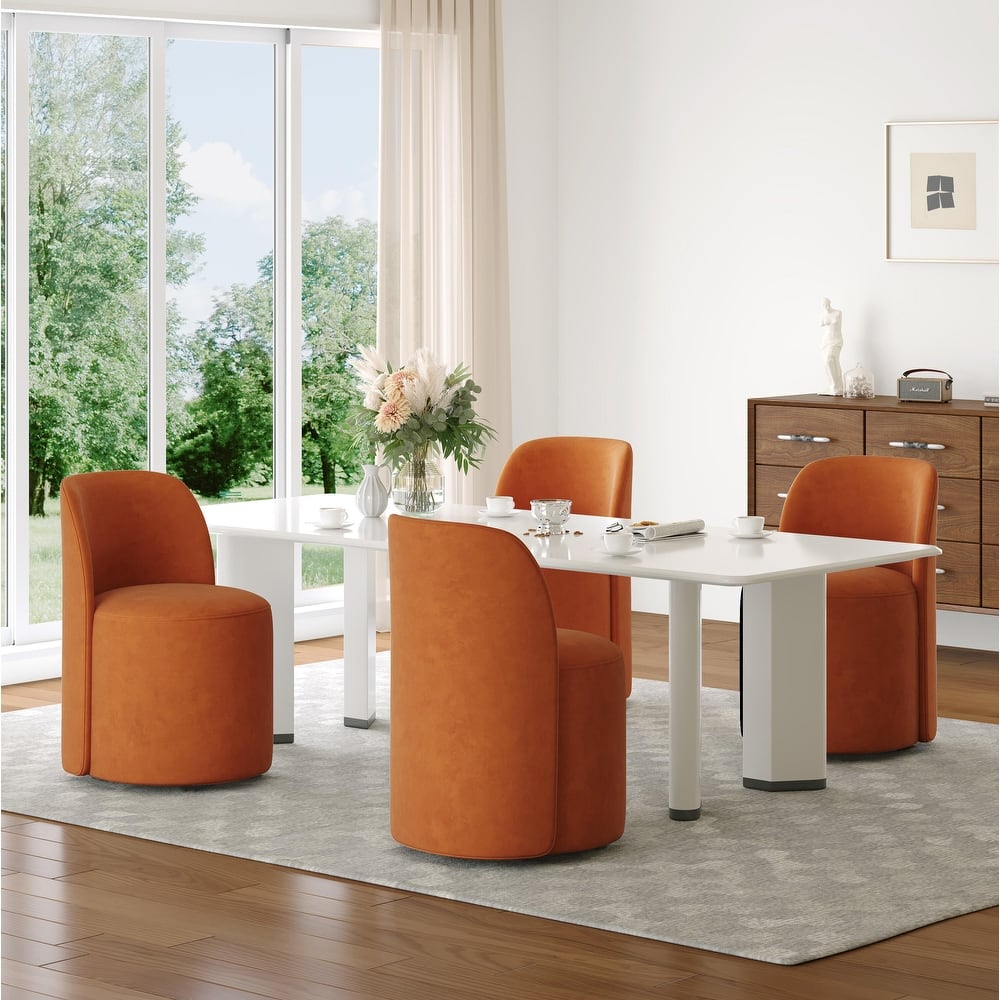 Modern Linen Upholstery Dining Chair Barrel Chair