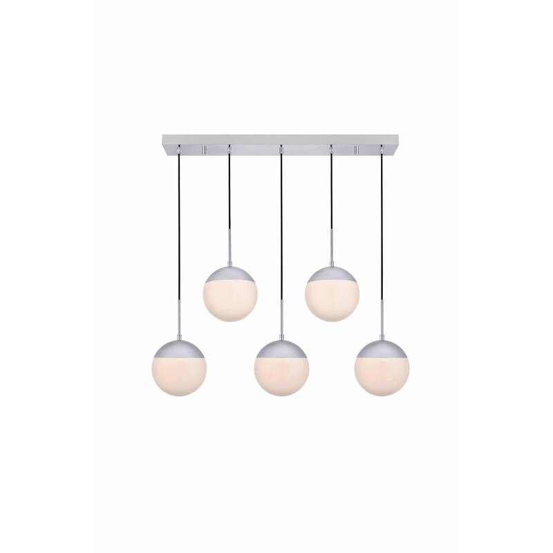 Elegant Lighting Eclipse 5 Light 42" Wide Linear Pendant with Frosted - Chrome