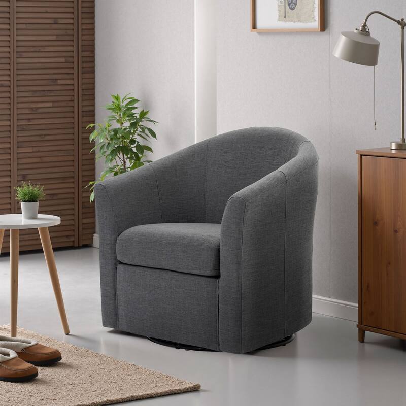Anna Upholstered Swivel Barrel Accent Chair