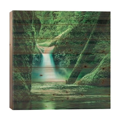 Punchbowl Falls II Print On Wood by Don Schwartz - Multi-Color