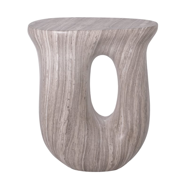 Christopher Knight Home - Modern Indoor/Outdoor 18.9"H U-Shaped Faux Marble MgO Accent Side Table with Unique Veining