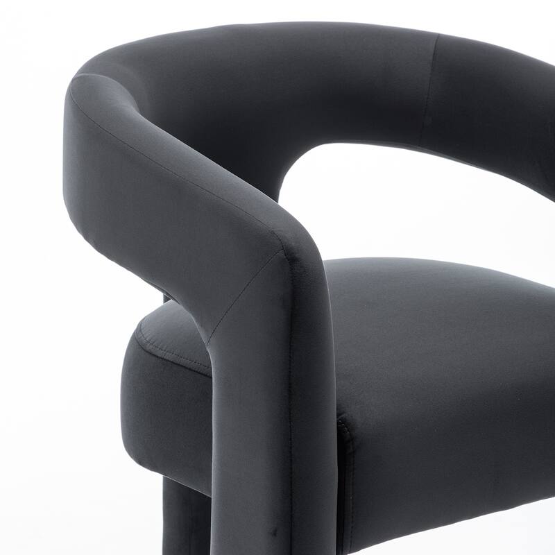 SEYNAR Modern Velvet 34.6''H Fixed Height Open-Back Bar Stool with Metal Footrest Set of 2