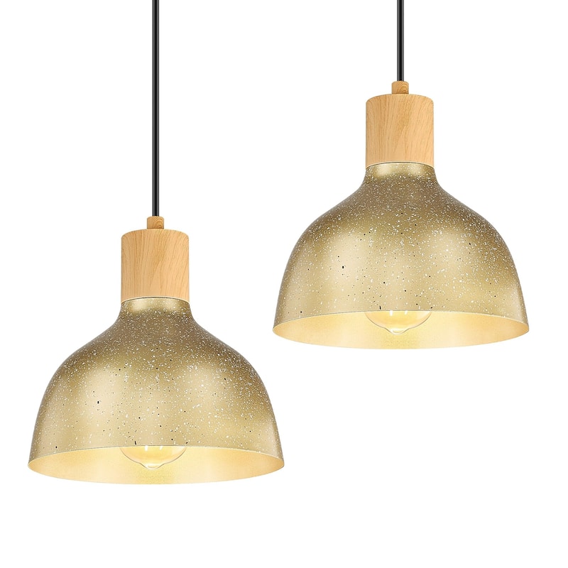 8" Gold Metal Pendant Light