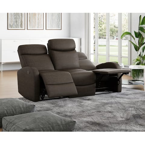 Strick & Bolton 3 Seat Distressed Faux Leather Reclining Loveseat