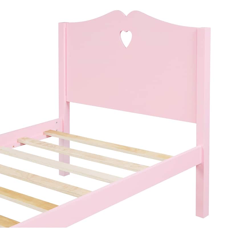 Durable Twin Platform Bed with Solid Pine Wood and Slat Support