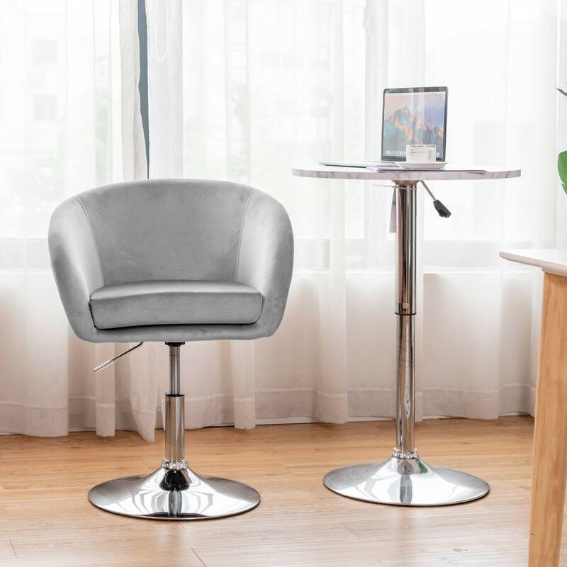 360 Degree Swivel Makeup Stool Accent Chair with Round Back and Metal Base - 24" x 20.5" x 28.5"-34"