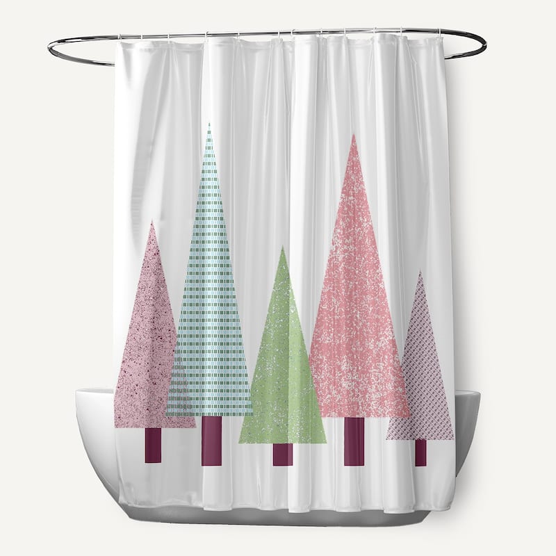 Triangle Trees Shower Curtain - Light Green
