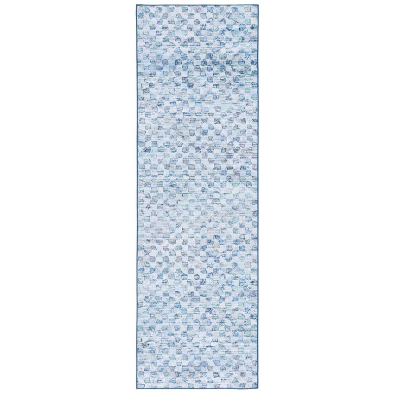 SAFAVIEH Tacoma Dzheni Machine Washable Slip Resistant Modern Rug - 2'6" x 8' Runner - Grey/Aqua