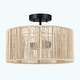 preview thumbnail 7 of 11, Dorn 2-Light Woven Rope Drum Semi-Flush Mount Ceiling Light - 14"W