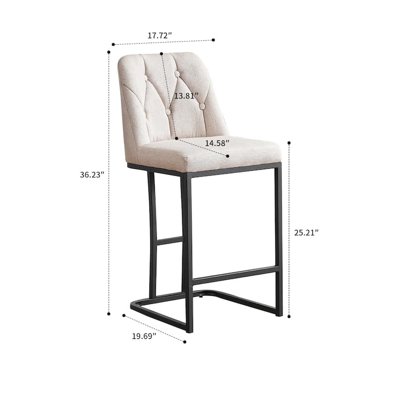Modern minimalist bar chair set with upholstered backrest and metal legs suitable for bedroom living room kitchen bar