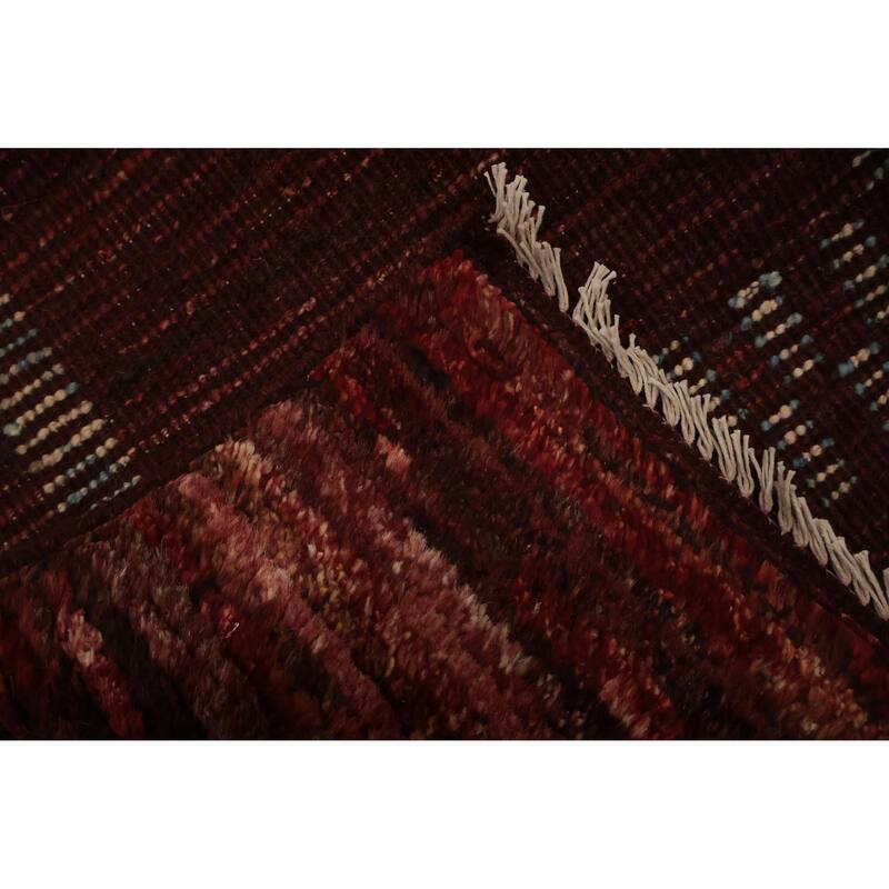 Hand Knotted Oriental 100% Wool Carpet Modern Tribal Red Moroccan Area Rug - 9' 9'' X 6' 8''