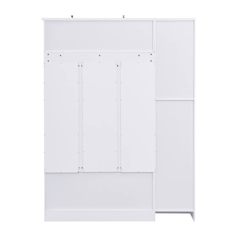 79" Tall Modern Hall Tree with Shoe Storage, 4-in-1 Entryway Bench with 6 Cabinets, 4 Coat Hooks & Adjustable Shelf