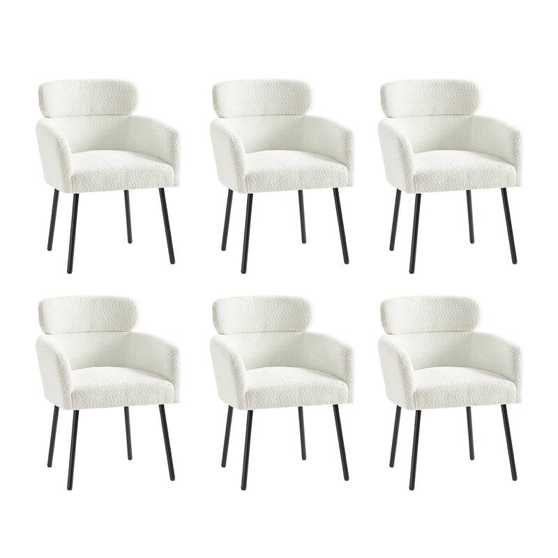Amos Modern Boucle Dining Chair with Adjustment Feet Set of 6 by HULALA HOME