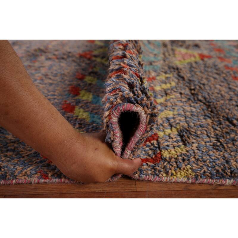 Geometric Plush Moroccan Oriental Area Rug Handmade Wool Carpet - 8'11" x 12'5"