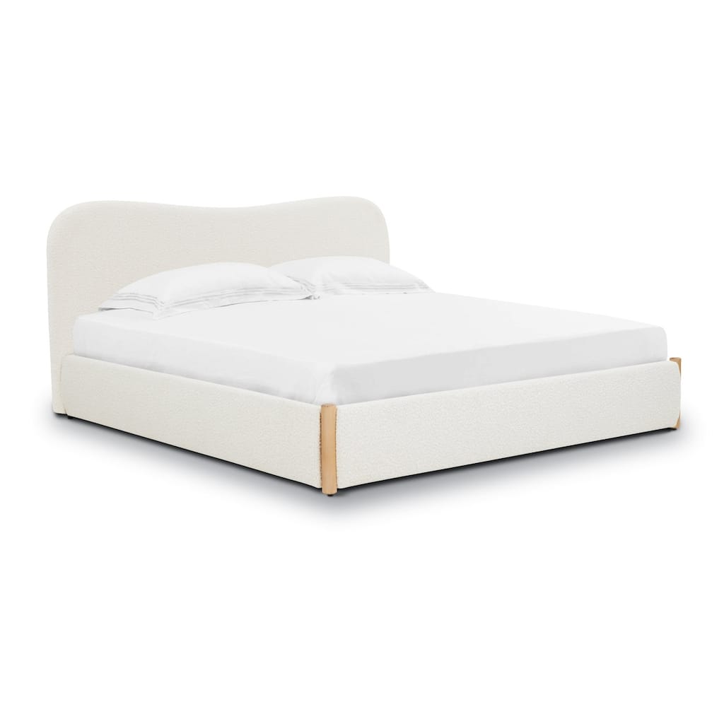 Poly & Bark Hayde King Size Bed in Froth White Boucle
