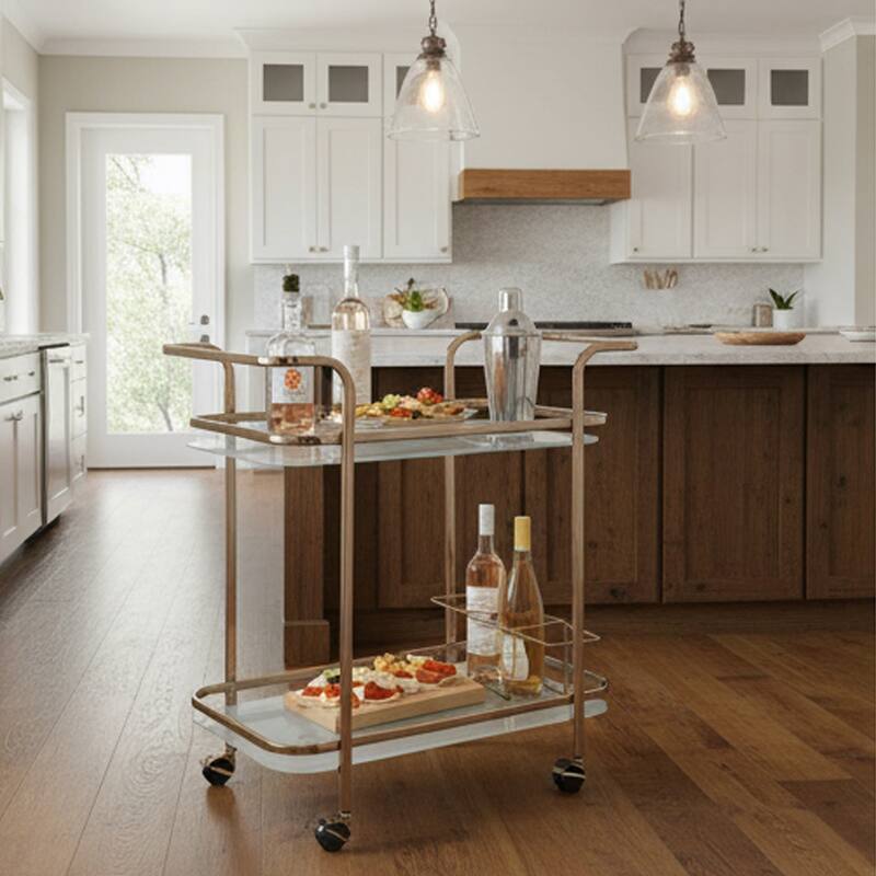 Tiana Contemporary Serving Cart In Bronze Finish