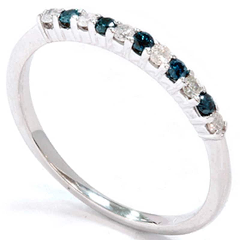 1/4ct Blue & White Diamond Anniversary Ring White Gold
