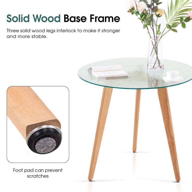 Ivinta Modern Small Dining Table Round Glass Coffee Table Farmhouse Kitchen Table
