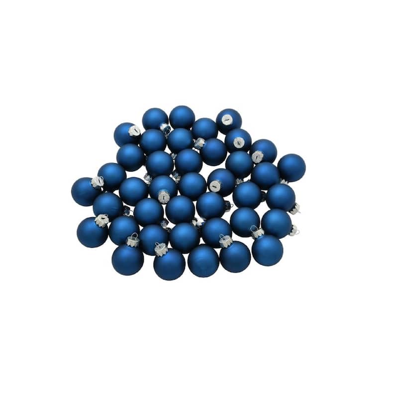 40ct Midnight Blue Matte Finish Glass Christmas Ball Ornaments 1.25"