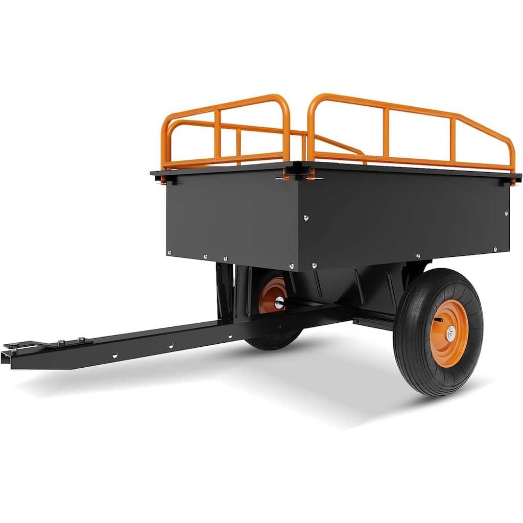 Heavy-Duty 750 LBS Capacity Dump Cart, Steel Trailer for Garden, Yard & Towing Behind Lawn Mower