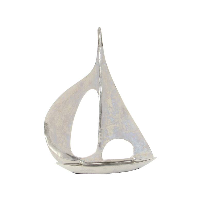 Silver Aluminum Metal Sail Boat Decorative Sculpture