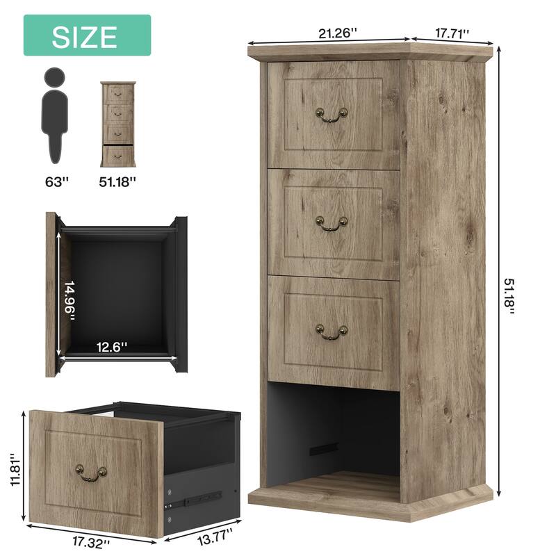 Wood Vertical Narrow Tall File Filing Cabinet with 4-Drawer for A4