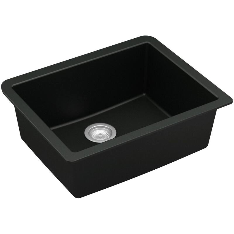 Karran USA QU-820 Quartz QU 24-3/8" Undermount Single Basin Quartz - Black
