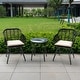 preview thumbnail 16 of 45, 3 Piece Outdoor Wicker Furniture Patio Bistro Set With Cushions for Porch Poolside Garden - 21.2"L x 23.6"W x 31.5"H