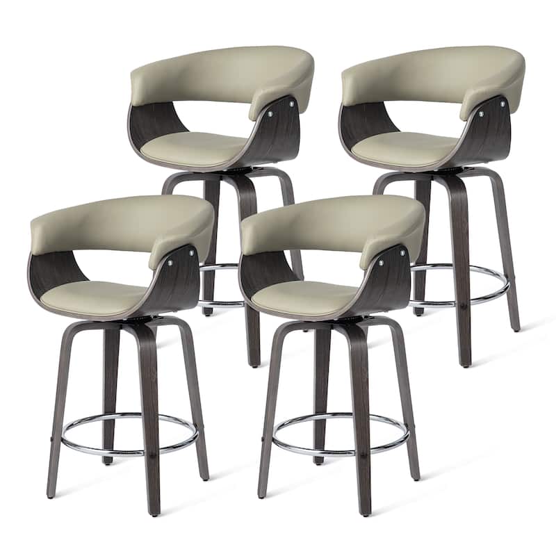 Glitzhome Set of 2 or 4 Modern Counter & Bar Height Wooden Swivel Bar Stools