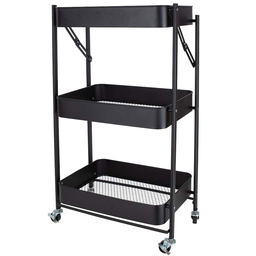 Organize It All 3 Tier Folding Utility Rolling Storage Cart
