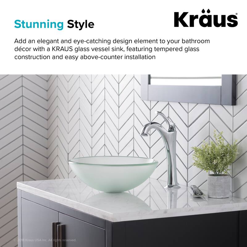 Kraus 14" Frosted Glass Vessel Bathroom Sink Only