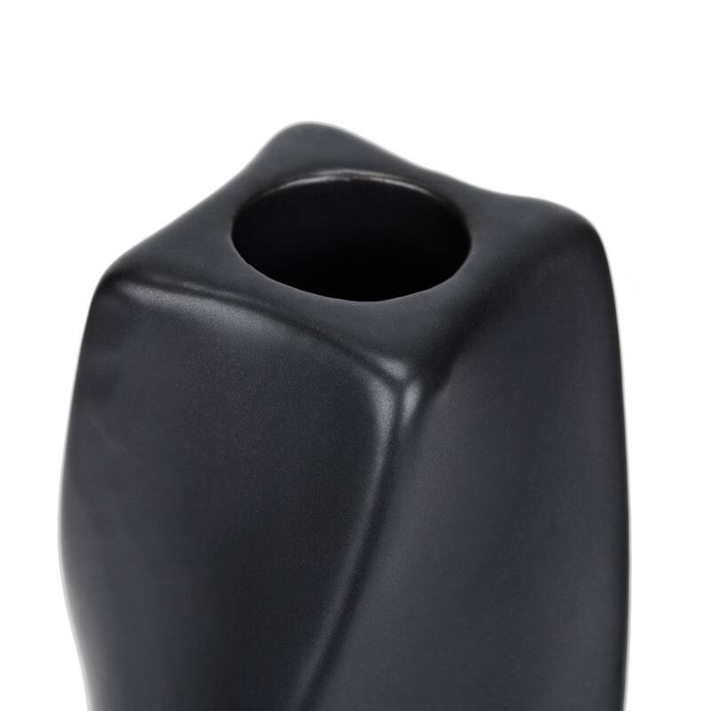 Set of Two Tall Curvy Taper Candlesticks in Matte Black