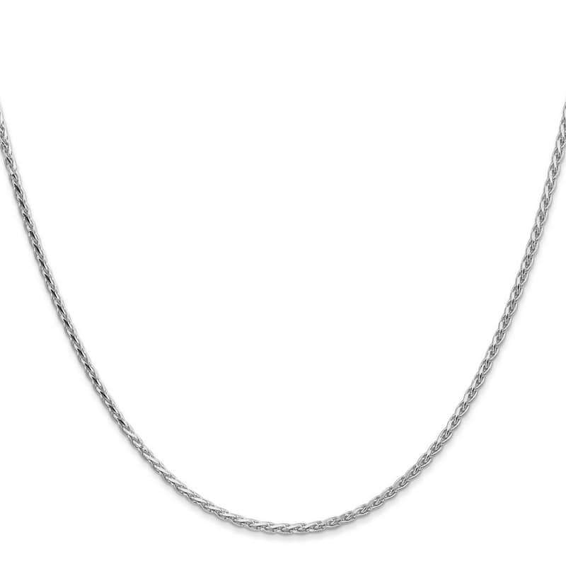 Curata 14k White Gold Solid Lobster Claw Closure 1.9mm Round Sparkle Cut Wheat Chain Bracelet